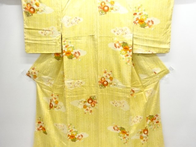 JAPANESE KIMONO / KOMON / CLOUD & FLORAL CART
